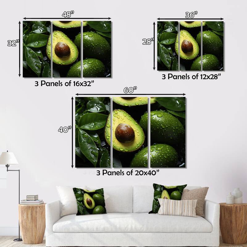 Designart "Ripe Avocado II" Fruits Metal Wall Decor Set Bed Bath